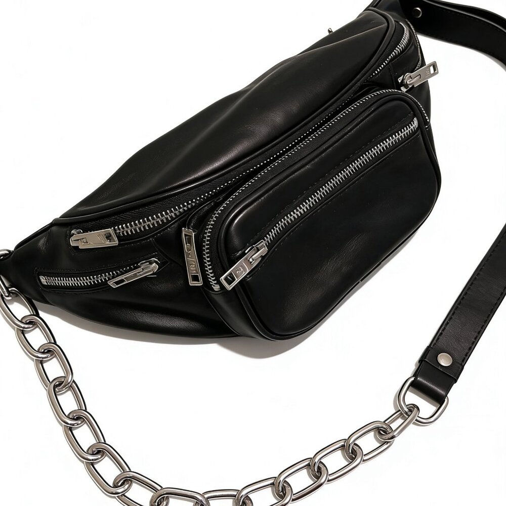 Alexander Wang Minimalist Black Leather Shoulder Bag